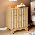 BORNOON Fluted 3 Drawer Dresser, 30.3" Tall Compact Modern Boho Chest of Drawers - Image 5