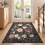 DUKINO 4x5 Area Rug for Entryway, Soft Floral Washable Rug Non Slip, by DUKINO
