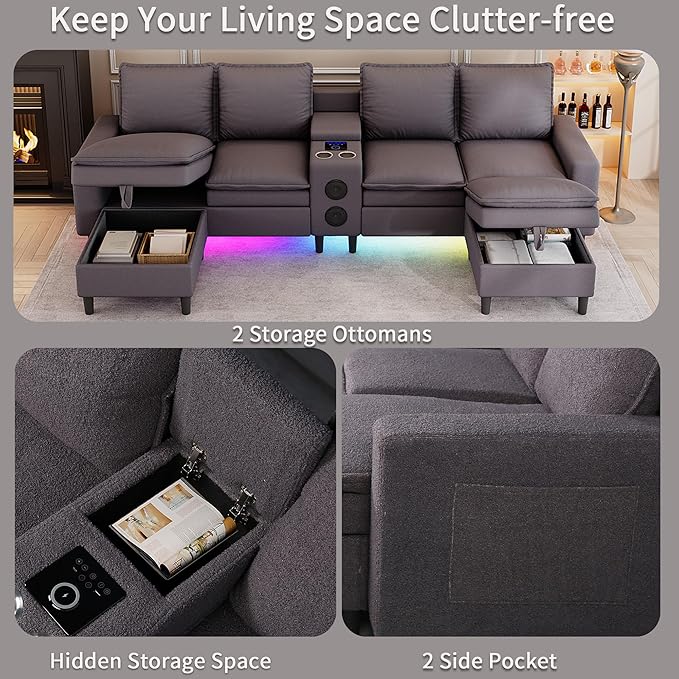 Sectional Couches for Living Room, 4 Seat Sectional Sofa - Image 5
