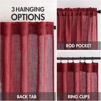 MIULEE Burgundy Red Linen Curtains 52x96 Inch Long - Image 3