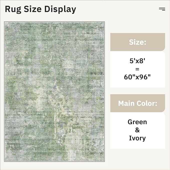 Soalmost Abstract Rug 5x8 Washable Area Rugs - Image 5