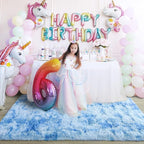5x7 Tie-Dyed Blue Fluffy Soft Area Rug Non-Slip - Image 4