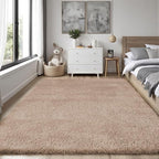 PLHXFR 6x9 Area Rugs Living Room: Fluffy Bedroom Rug Shag Carpet Camel | - Image 2