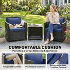 Outsunny 3 Piece Patio Furniture Set, Wicker Outdoor Bistro Set - Image 4