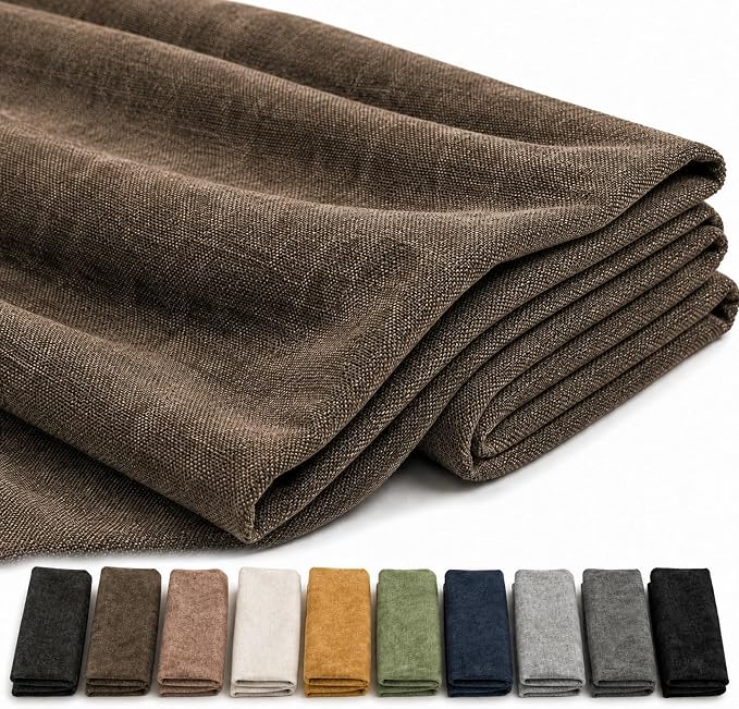 Mini Chenille Linen Blend Upholstery Fabric by the Yard, 57 Inch Wide Soft by Laklinlin