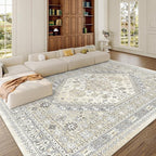 9x12 Area Rugs for Living Room, Large Washable Rug, Dining Room, Low Pile by Zesthome