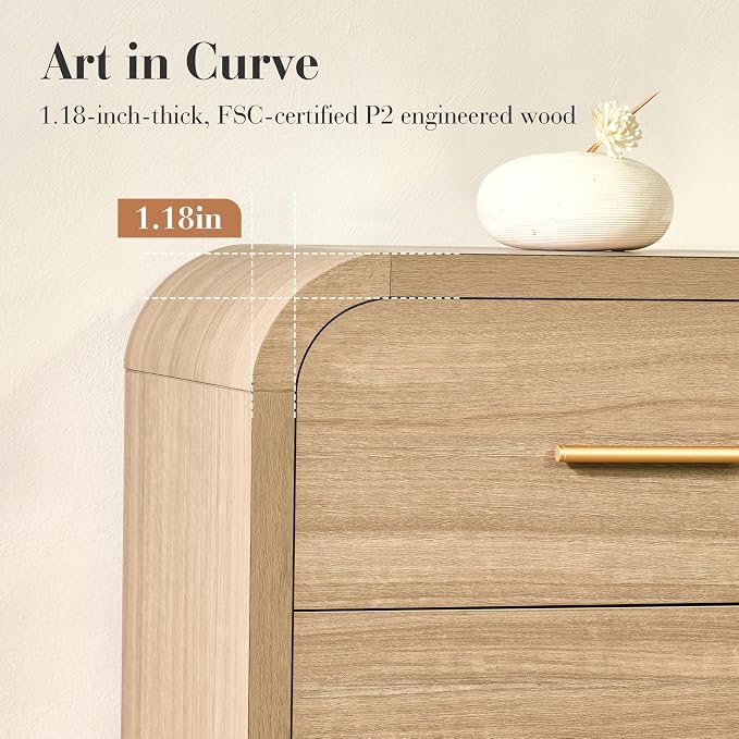 Curved 9-Drawer Dresser for Bedroom, Vanity Desk TV Stand for Living Room - Image 7