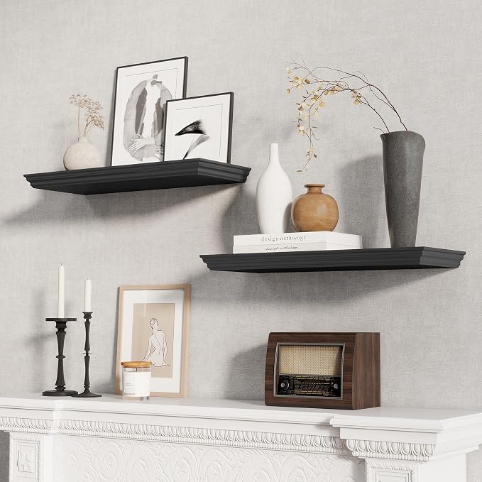 Fun Memories Floating Shelves 24 Inch Long, 9.3 Inch Deep Classic Crown Molding - Image 2