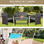 JAMFLY 4 Piece Outdoor Patio Furniture Set, Outdoor Wicker Rattan Chairs - Image 8