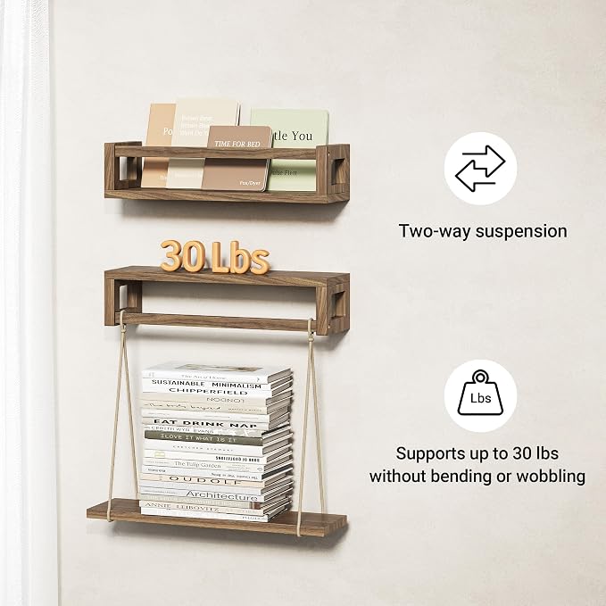 TidyCorner Upgraded Thick Floating Shelves, Solid Wood Bookshelf - Image 5