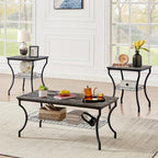 VECELO 3 Pieces Living Room Table Sets, Coffee and End Tables by VECELO