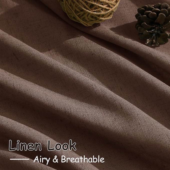 Mocha Mousse Curtains 120 Inches Long 2 Panels Set Back Tab Linen Loop Pocket - Image 5