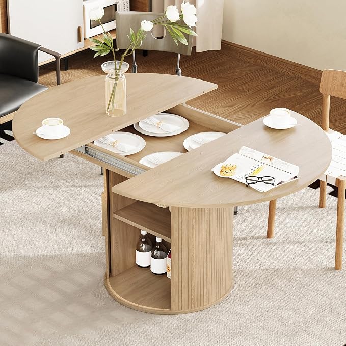 weselon 43"-59" Extendable Round to Oval Dining Table by WelcometoFurnitureSalon