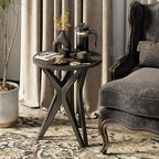 Pedestal Farmhouse End Table Set of 2, Distressed Top - Image 2