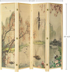 MyGift 4-Panel Folding Bamboo Room Divider Asian-Inspired Cherry Blossom Scene - Image 6