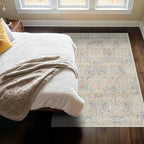 Washable Beige Blue 5x8 Area Rug - Image 6
