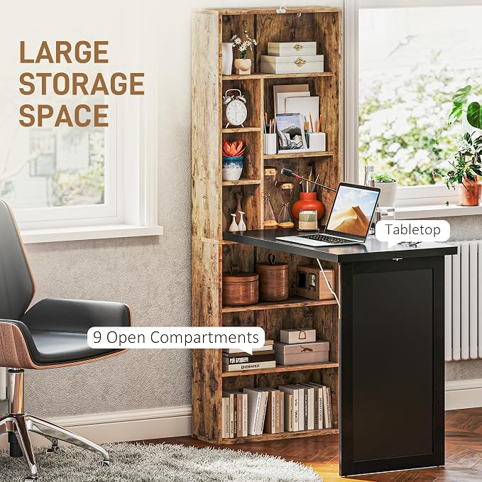 HOMCOM Foldable Convertible Writing Table, Wall Mounted Space-Saving Computer - Image 5