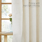 NICETOWN Natural Thick Linen Curtains 72" Length, Grommet Privacy Window - Image 2