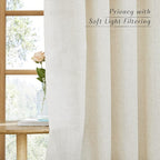 NICETOWN Natural Linen Semi Sheer Doorway Curtains, Grommet Top Thick Flax Semi - Image 3