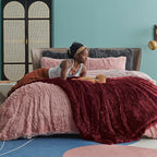 Bedsure GentleSoft Fluffy Burgundy Red King Size Blanket - Image 3
