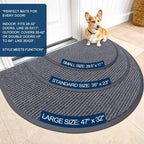 OLANLY Half Circle Front Door Mat 29.5x17, Waterproof Heavy-Duty Doormat | Grey - Image 3