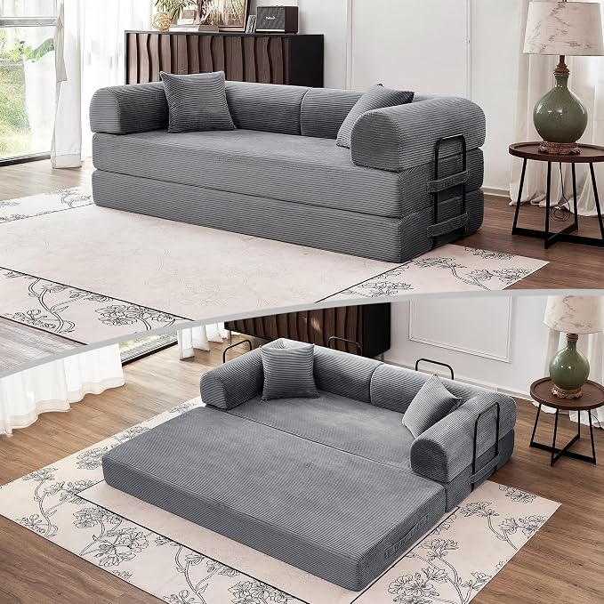 79'' Convertible Couch Bed, 5 in 1 Modular Floor Sofa, Folding Sleeper Couch by ZQRhome