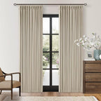 Oatmeal Beige Linen Pinch Pleat Blackout Curtains 84 Inches Long by Twodrapes