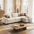 LINSY HOME 123" Modular L-Shaped Sectional Sofa, 3-Seat Corduroy Modern Cloud by LINSYHOME