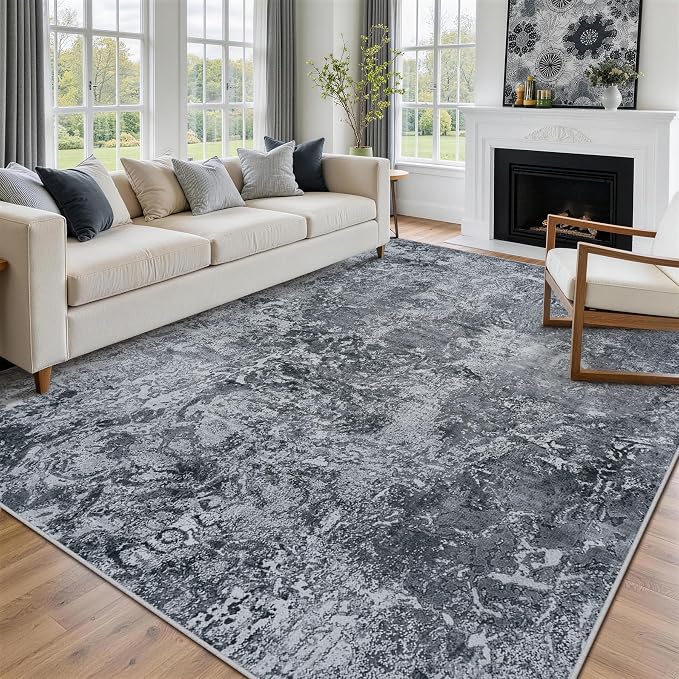 Aelenmu 9x12 Area Rugs for Living Room Washable Bedroom Dining Room Black | - Image 3