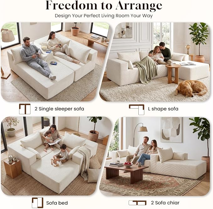 106" Cloud Sectional Boneless Couches - Image 4