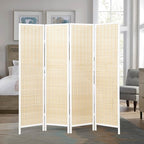 Roundhill Furniture Inkwell 4-Panel Bamboo Room Divider, Folding Portable - Image 2