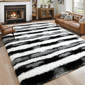 6x9 Large Black and White Fluffy Area Rug Non-Slip by ModernHomeDecor