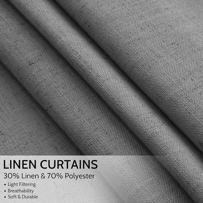 Blazer Grey Curtain SheerLinen Blend Light Filtering Back Tab Curtains 102 - Image 2