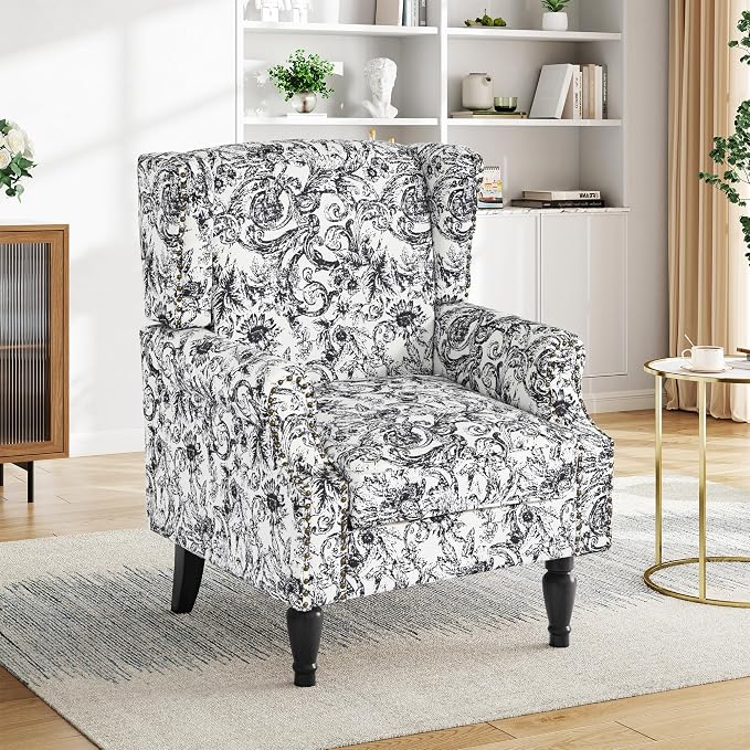 Pia Ricco Set of 2 Floral Accent Chairs, High Back Upholstered Armchairs - Image 5