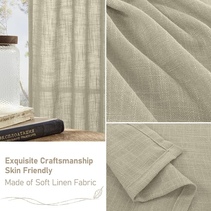 Oatmeal Linen Curtains 45 Inch Length - Image 6
