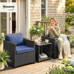 Outsunny 3 Piece Patio Furniture Set, Wicker Outdoor Bistro Set - Image 2
