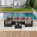 LOUVIXA 7 Piece Outdoor Patio Furniture Set, Outdoor Sectional Sofa, Wicker - Image 9