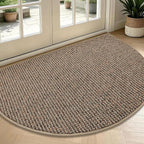 BEQHAUSE Dirt Trapper Door Mat 36" x 60" Half Circle Non Slip Rugs, Taupe | by BEQHAUSE