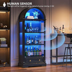 Black Curio Cabinet with Glass Doors, 4-Tier Display Case - Image 5