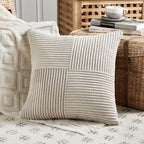 Fancy Homi 2 Packs Neutral Taupe Samll Decorative Throw Pillow Covers 14x14 Inch - Image 2
