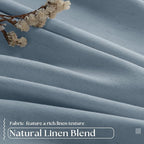 Dusty Blue Pleated Linen 100% Blackout Curtains 102 Inches Long - Image 4