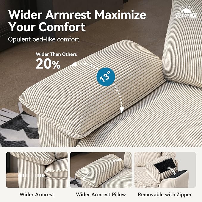 SUNSHINE VALLEY Sofa and Loveseat Set, Oversized Corduroy Modular Love seat and - Image 4