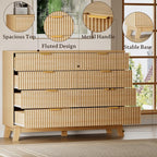 BORNOON 53" Tall Dresser for Bedroom, 8-Drawer Fluted Chest of Drawers - Image 5