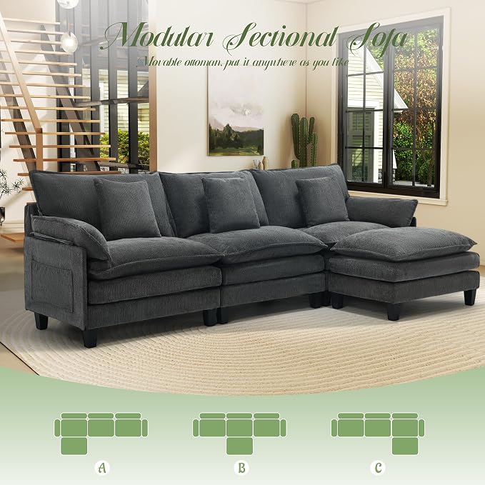 Cloud Couch, Deep Seat Couches for Living Room, Bedroom and Apartment, L Shaped - Image 9