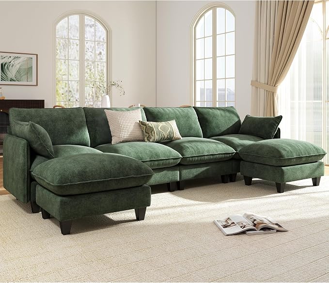Ihanherry 139" U-Shaped Modular Sectional Couch, Oversized Cloud Sofa by iHanHerry