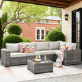 ovios 6 Pieces Patio Furniture Set, Outdoor Wicker Sectional Sofa by OVIOS