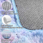 Fluffy Area Rugs for Girls Bedroom, 4x6 Purple Rainbow Bedside Rug, Indoor Cute - Image 4