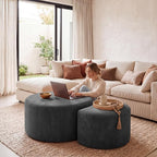 BSHOMGI Boneless Ottoman Nesting Coffee Table Set of 2, Corduroy Soft Foot Rest - Image 8