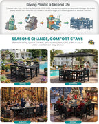 SERWALL Patio Dining Sets for 10 Person, HDPE Dining Set - Image 6
