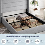 Allewie Queen Size Lift Up Storage Bed, Modern Wingback Headboard, Hydraulic - Image 5